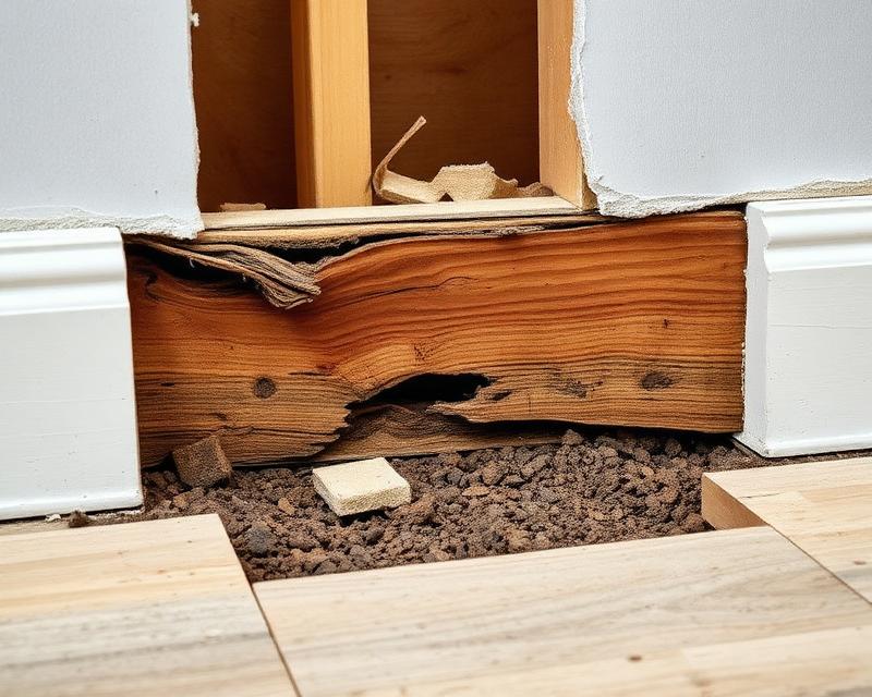 Contractor photographing a damaged floor joist on a jobsite